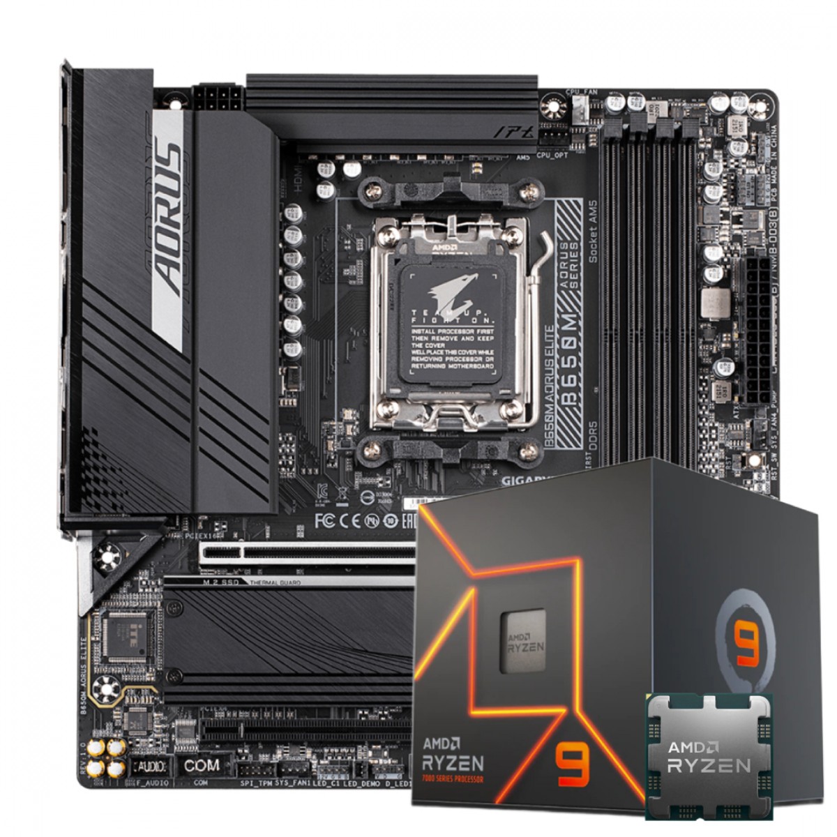 Kit Upgrade Ryzen 9 7900,  Placa Mãe Gigabyte B650M Aorus Elite