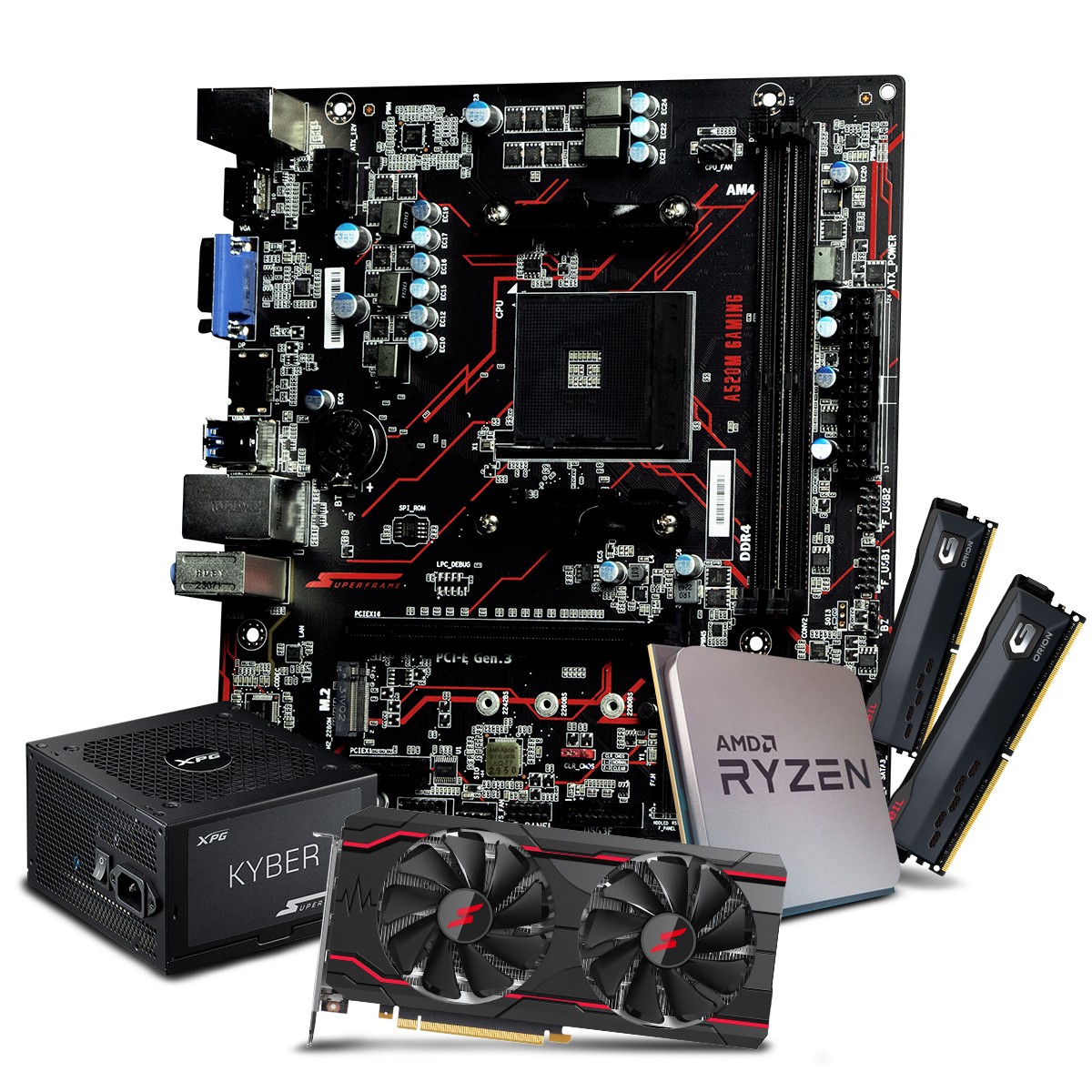 Kit Upgrade SuperFrame Master AMD Ryzen 3 4100 + 2x8GB DDR4 + RTX 3060 + Fonte 750W + A520M Gaming