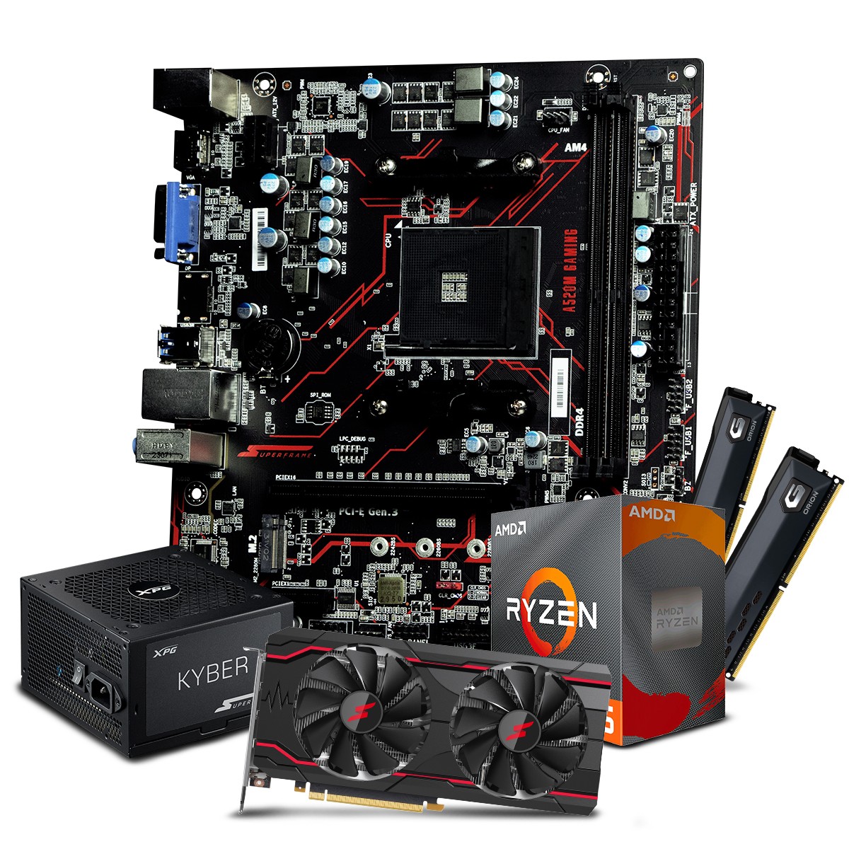 Kit Upgrade SuperFrame Master AMD Ryzen 5 4500 + 2x8GB DDR4 + RTX 3060 + Fonte 750W + A520M Gaming
