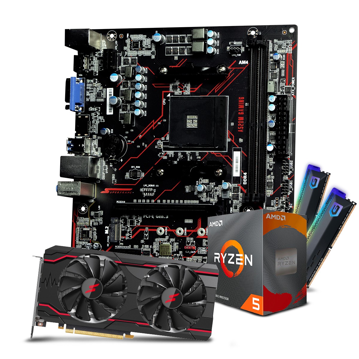 Kit Upgrade SuperFrame ULTRA AMD Ryzen 5 4500 + 2x8GB DDR4 RGB + RTX 3060 + A520M Gaming