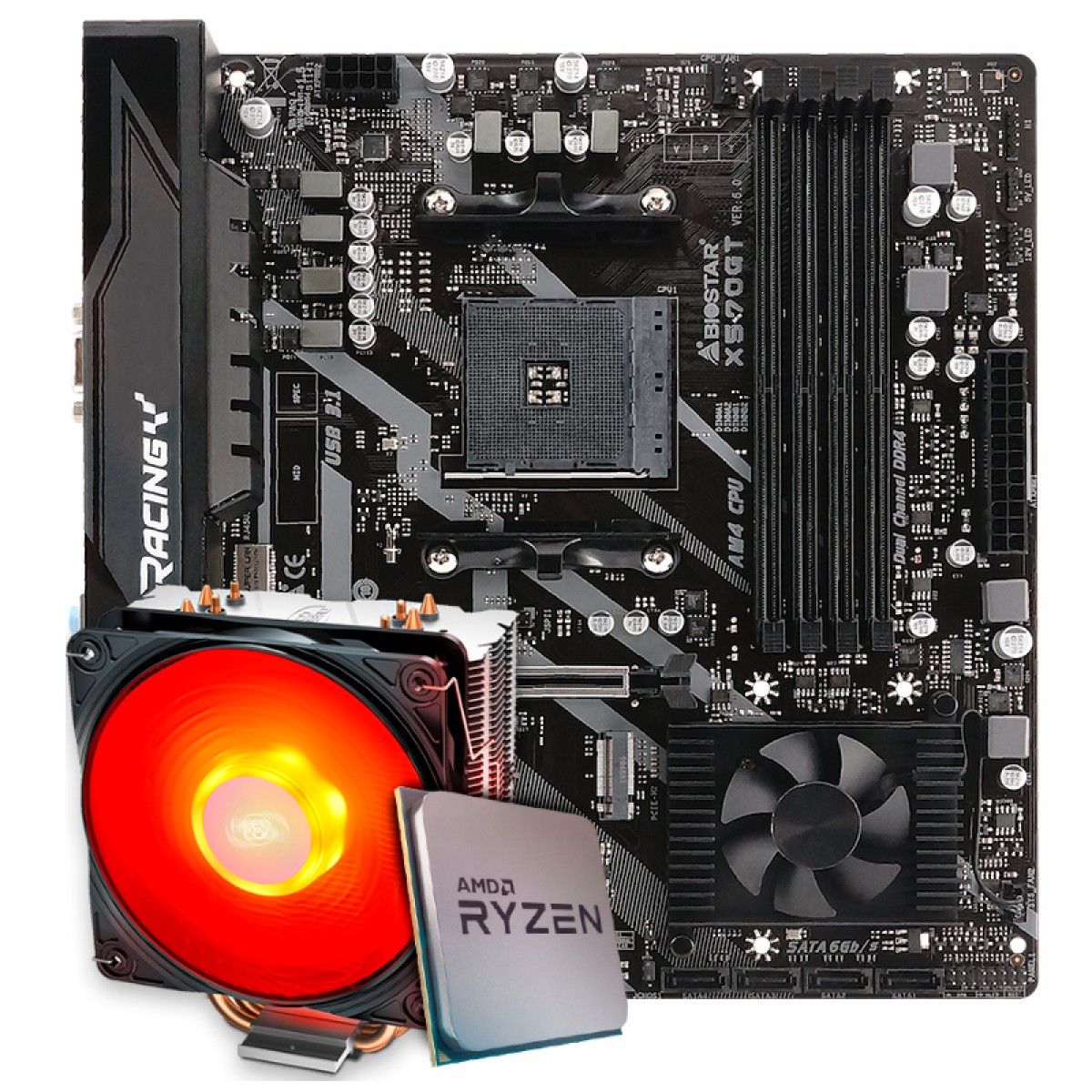 Kit Upgrade, AMD Ryzen 9 3900X, Biostar Racing X570GT, Cooler Deepcool Gammaxx 400