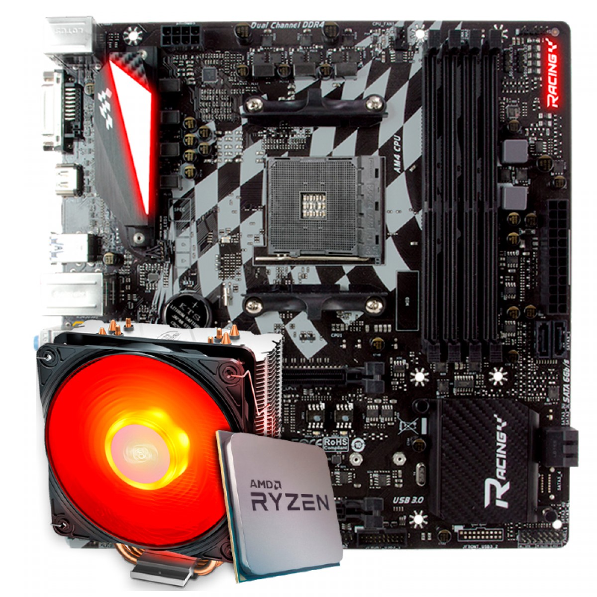 Kit Upgrade, AMD Ryzen 9 3900X, Biostar Racing X470GTQ, Cooler Deepcool Gammaxx