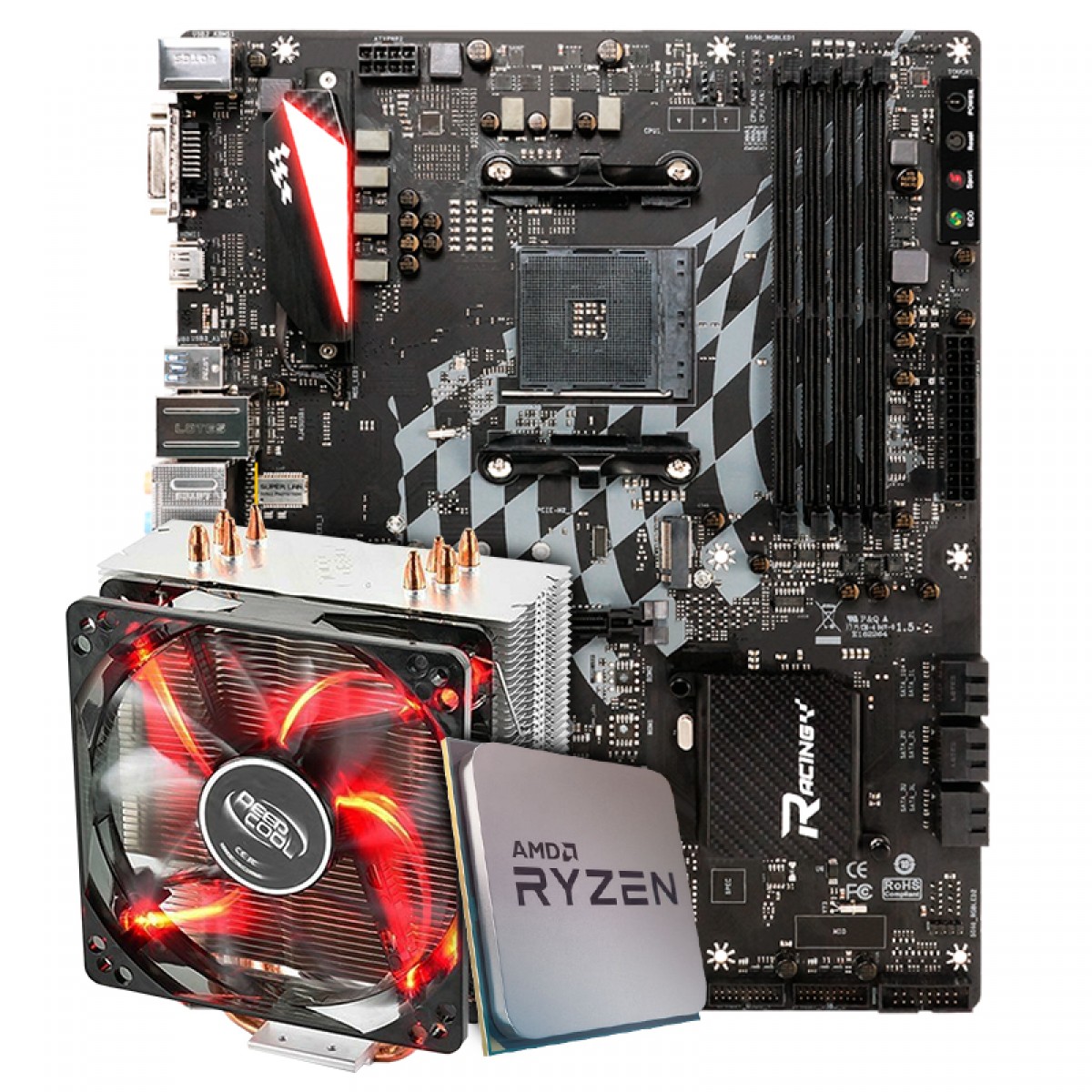 Kit Upgrade, AMD Ryzen 7 3800X, Biostar Racing X470GTA, Cooler Deepcool Gammaxx 400