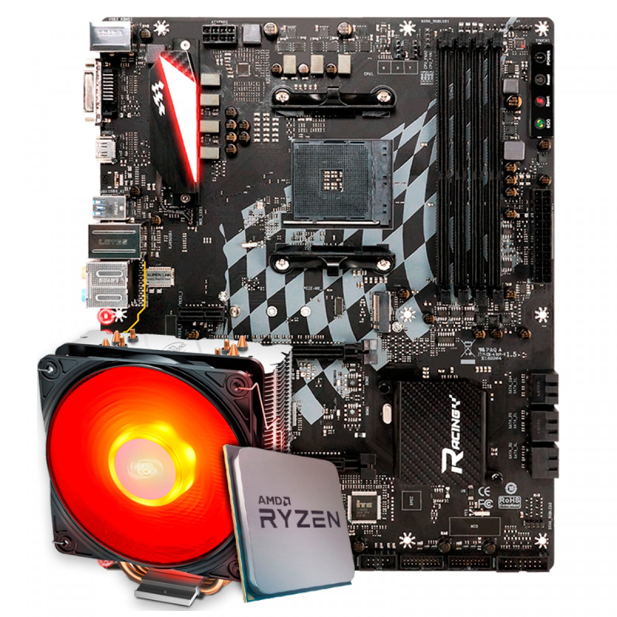 Kit Upgrade, AMD Ryzen 9 3900X, Biostar Racing X470GTA, Cooler Deepcool Gammaxx 400