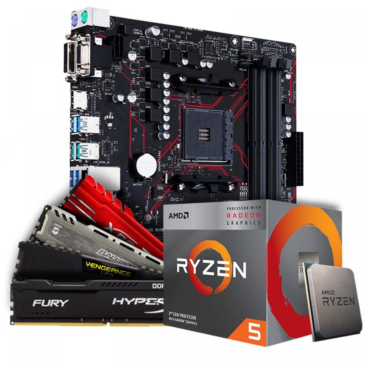 Kit Upgrade Placa M e Asus Prime B450M Gaming BR DDR4 AM4 Processador 