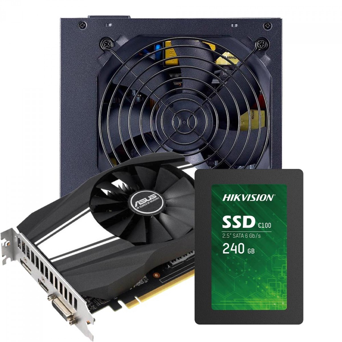 Kit FPS, Placa de Vídeo Asus Phoenix GeForce GTX 1660 Super OC + Fonte Cooler Master MPE 550W + SSD 240GB, Sata III