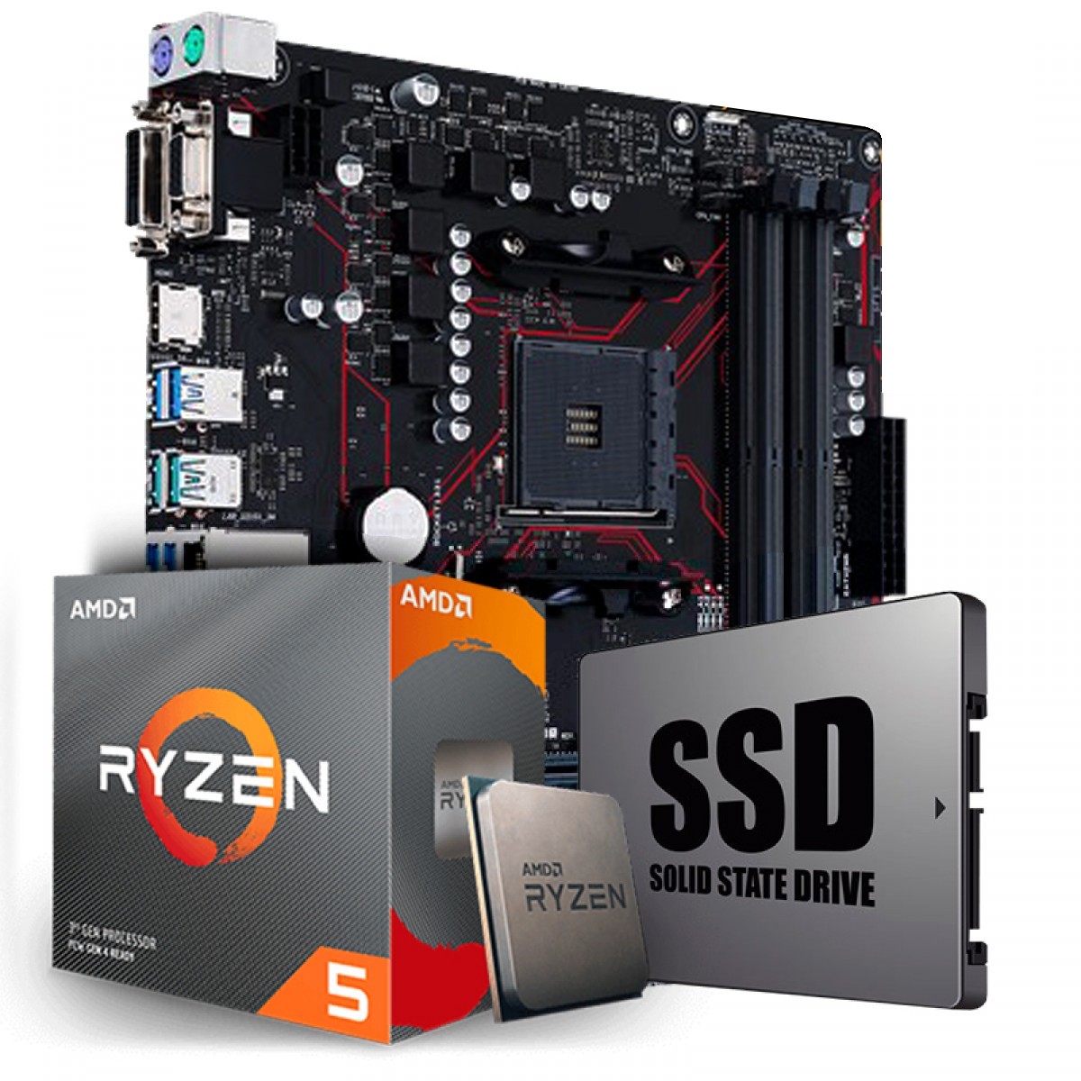 Kit Upgrade, AMD Ryzen 5 3600XT, Asus Prime B450M Gaming/BR, SSD 120GB