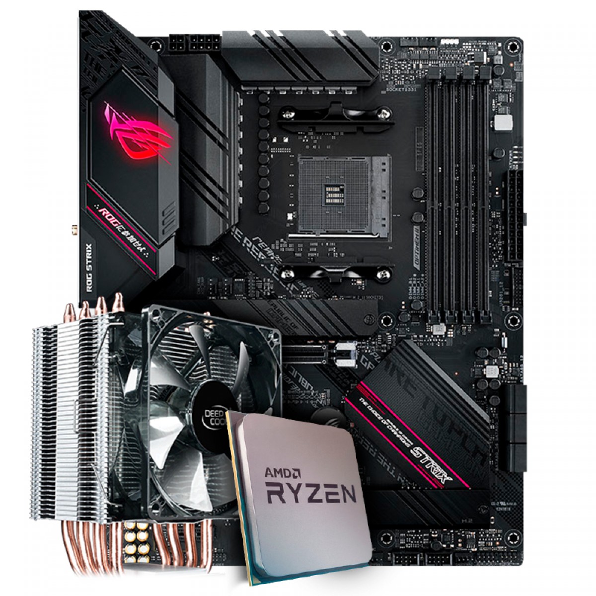Kit Upgrade, AMD Ryzen 7 3800X, Asus ROGStrix B550-F Gaming WI-FI, Cooler Deepcool Gammaxx