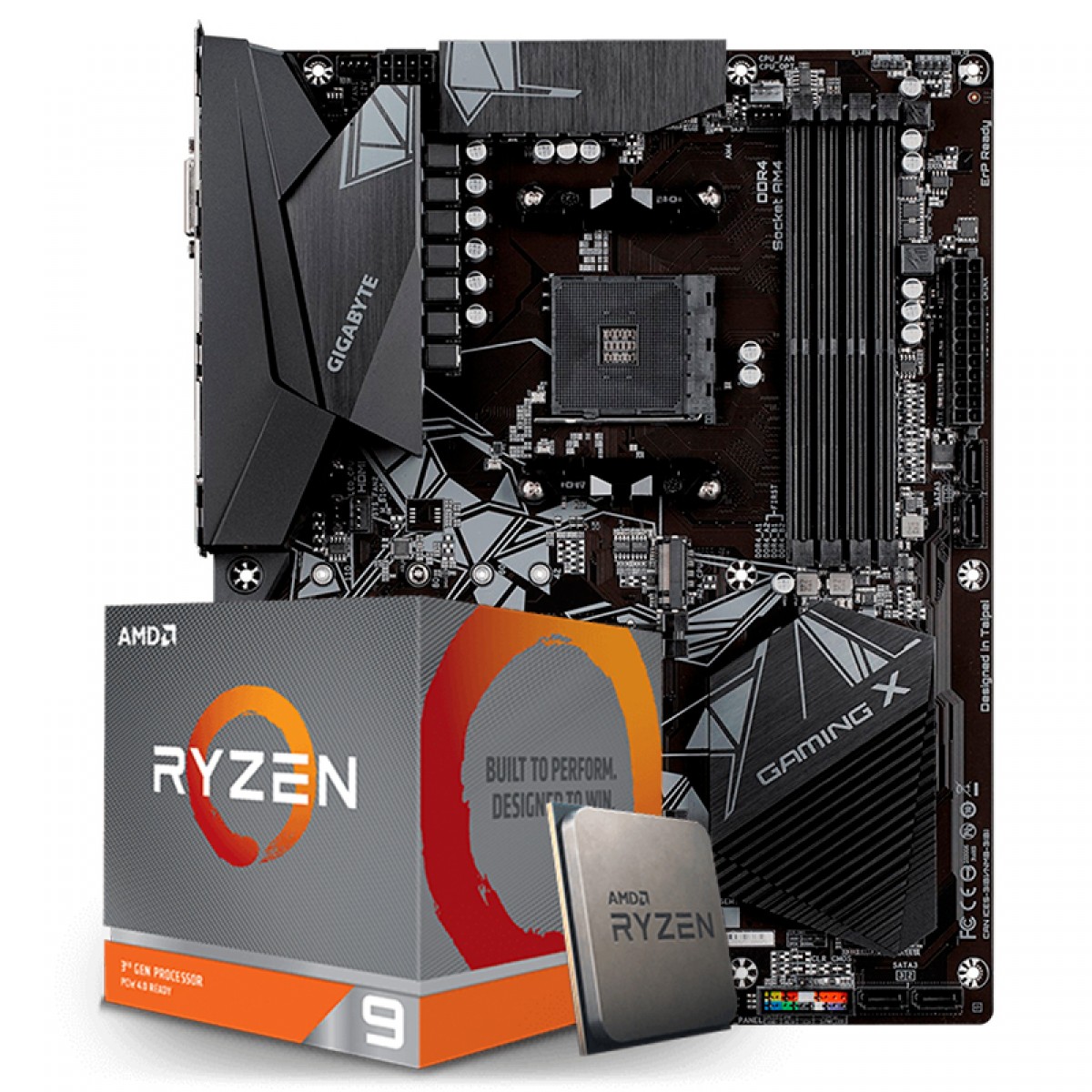 Kit Upgrade Placa Mãe Gigabyte B550 Gaming X AMD AM4  + Processador AMD Ryzen 9 3900XT 4.7GHz