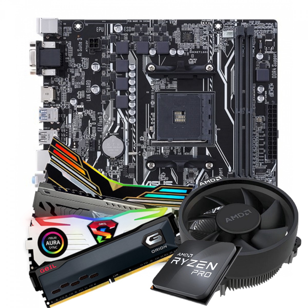 Kit Upgrade AMD Ryzen 5 PRO 2400GE + Asus Prime A320M-K + Memória DDR4 8GB 2666MHz