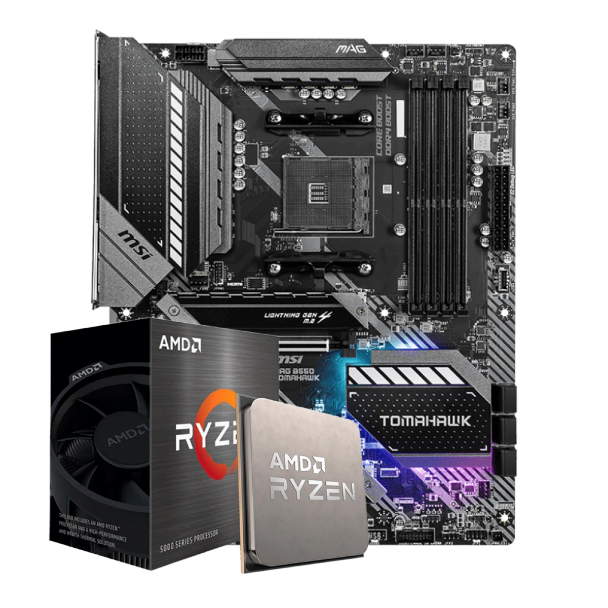 Kit Upgrade Placa Mãe MSI MAG B550 TOMAHAWK AM4 + Processador AMD Ryzen 5 5600X