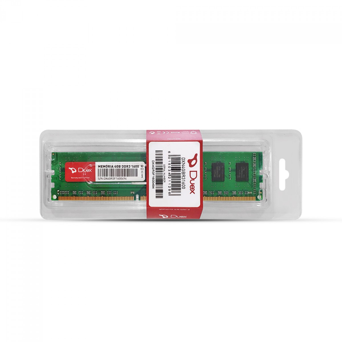Memória DDR3 Duex, 4GB, 1600Mhz Red, DXN4GBR31600