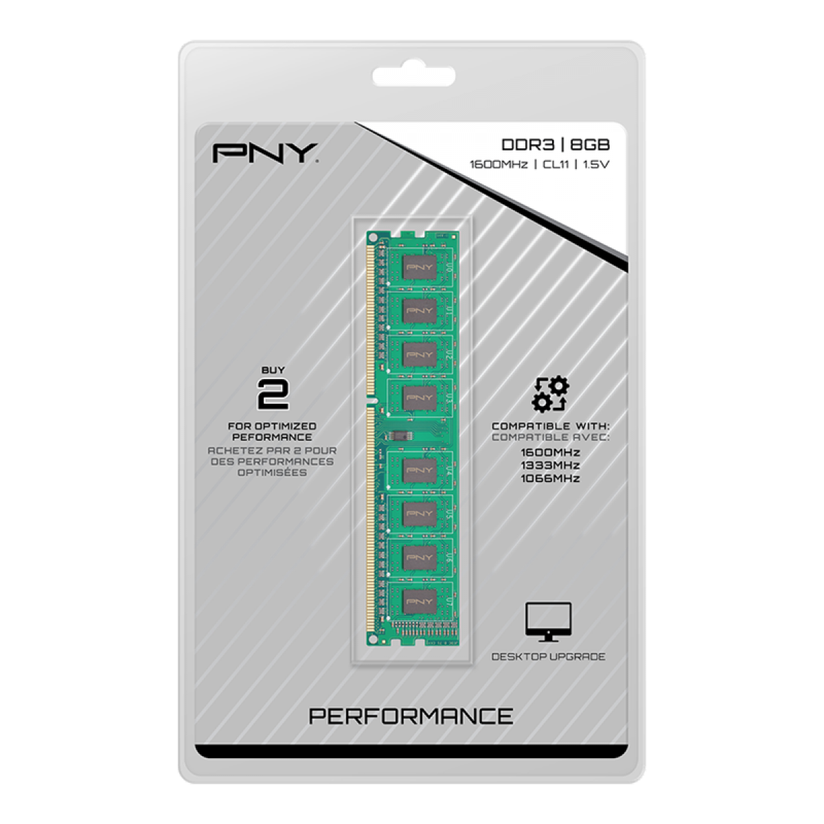 Memória DDR3 PNY Perfomance, 8GB , 1600MHZ, MD8GSD31600NHS