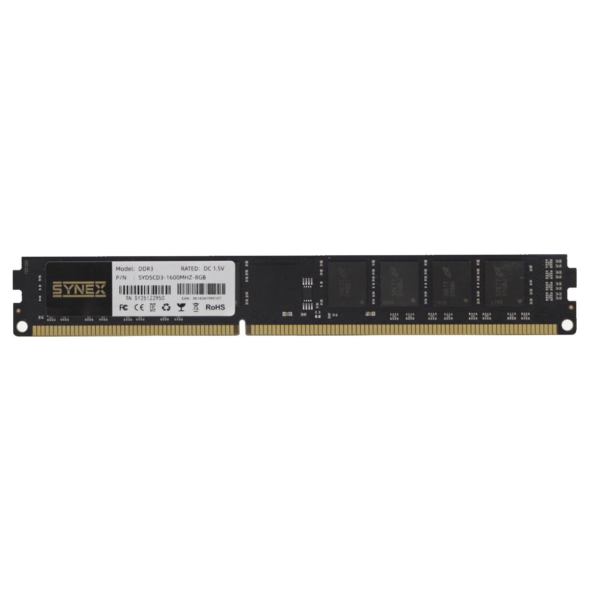 Memória DDR3 Synex, 8GB, 1600MHz, Preto, SYDSCD3-1600MHZ-8GB