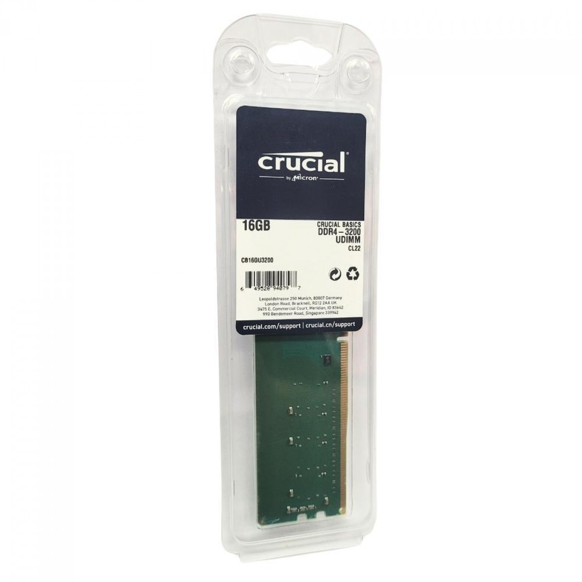 Memória DDR4 Crucial, 16GB, 3200MHz, CB16GU3200