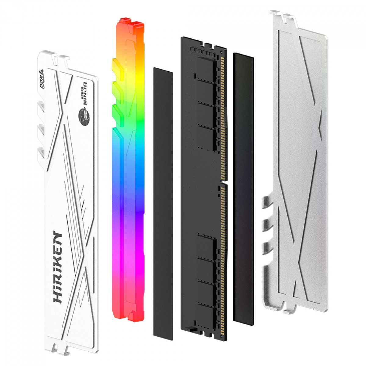 Memória DDR4 Gamer Ninja Hiriken, RGB, 16GB, 3200MHz, Branco, GN-RM-HK16G32C22WD4A