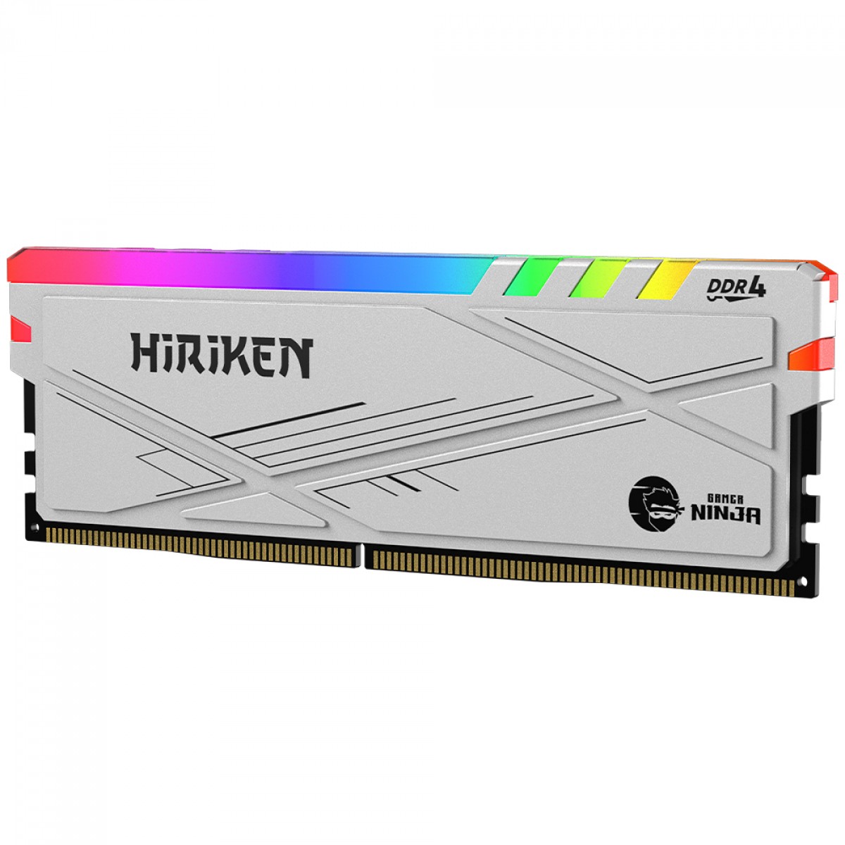 Memória DDR4 Gamer Ninja Hiriken, RGB, 8GB, 3200MHz, Branco, GN-RM-HK8G32C22WD4A