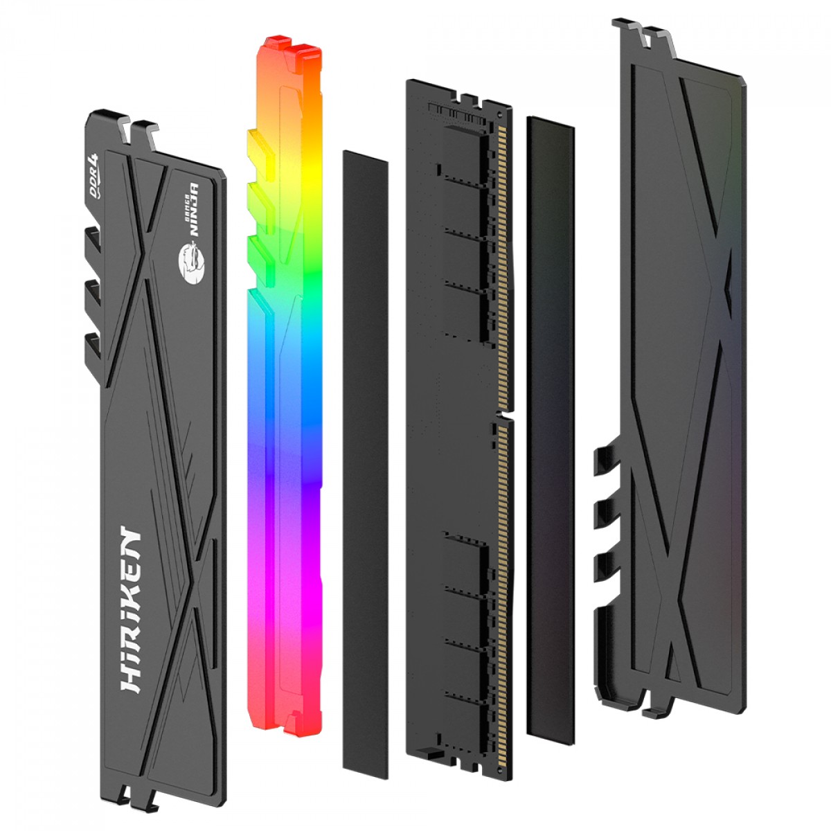 Memória DDR4 Gamer Ninja Hiriken, RGB, 8GB, 3200MHz, Preto, GN-RM-HK8G32C22BD4A