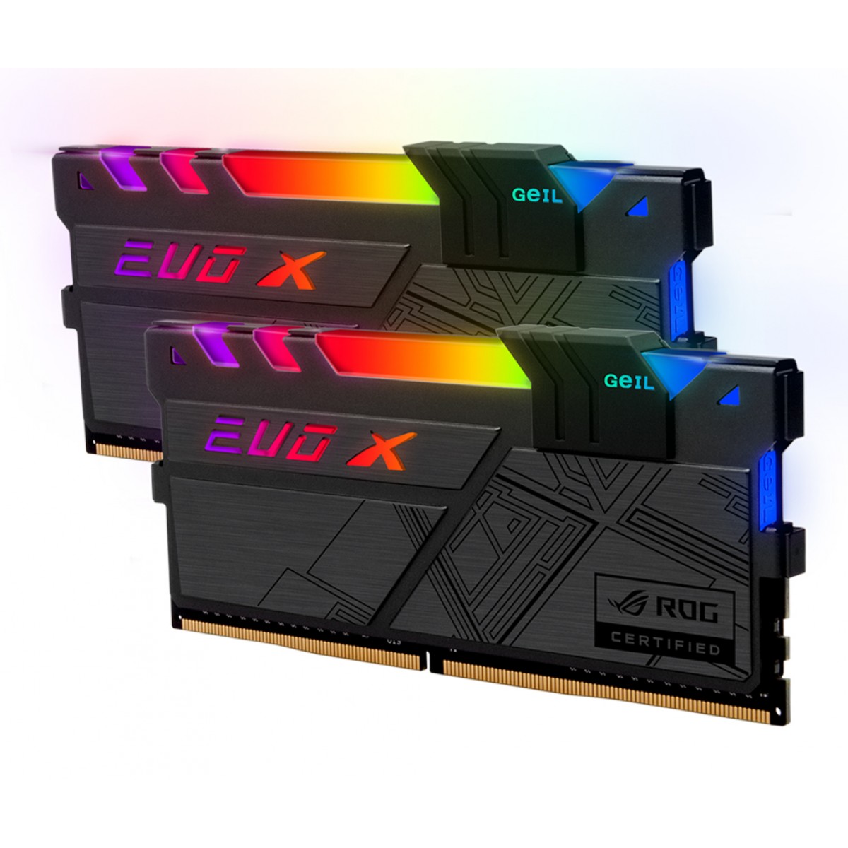 Memória DDR4 Geil EVO X II RGB, 16GB (2x8GB) 3600MHz, ROG CERTIFIED, Black, GREXSR416GB3600C18ADC