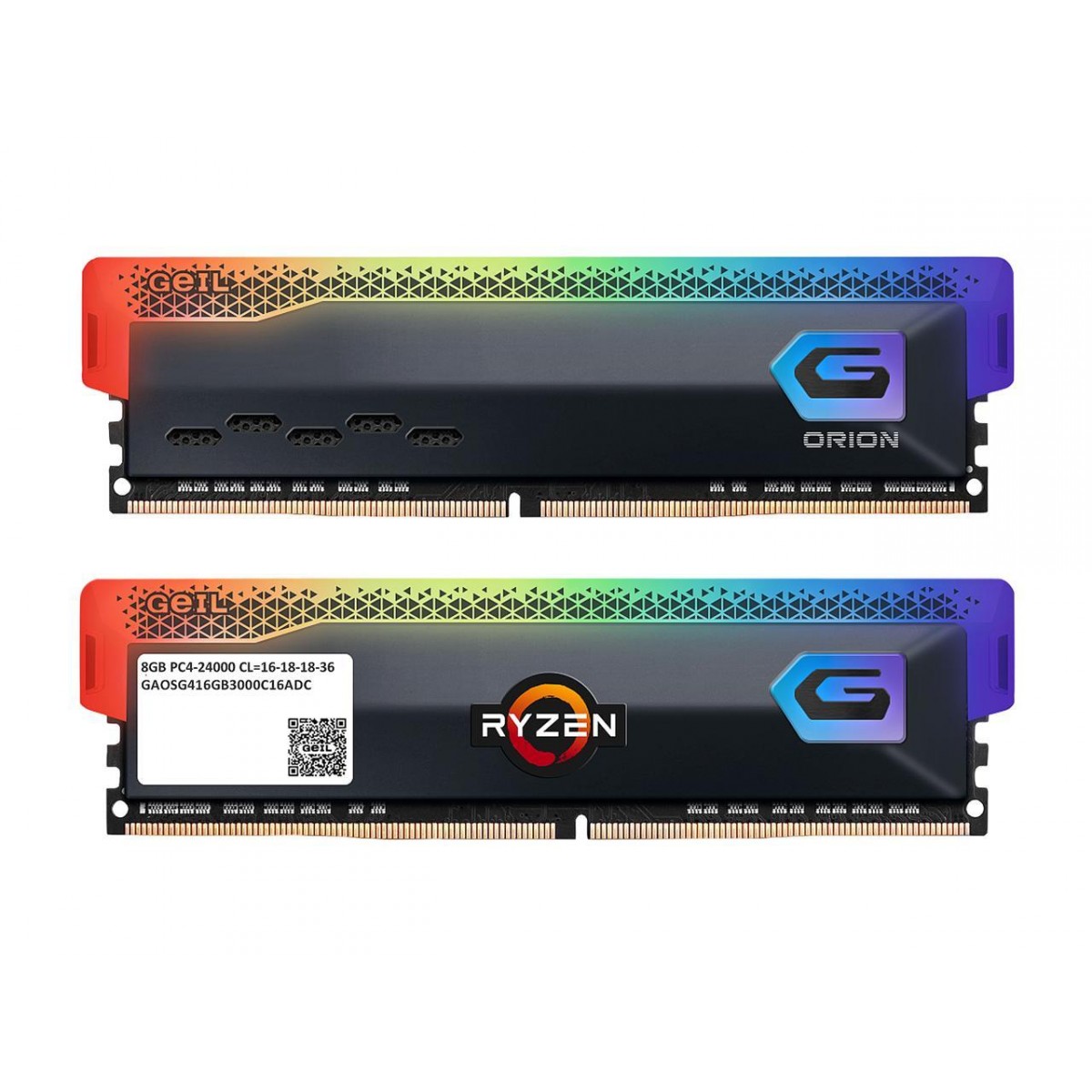 Memória DDR4 Geil Orion, Edição AMD, 16GB (2x8GB) 3000MHz, RGB, Grey, GAOSG416GB3000C16ADC
