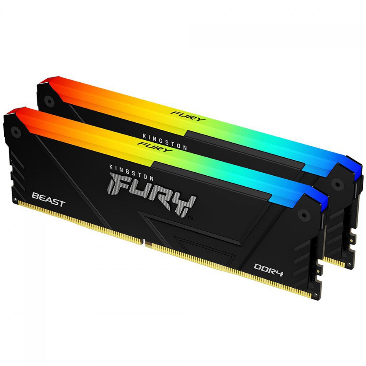 Memória DDR4 Kingston Fury Beast RGB, 64GB (2x32GB), 3200MHz, Preto, KF432C16BB2AK2/64
