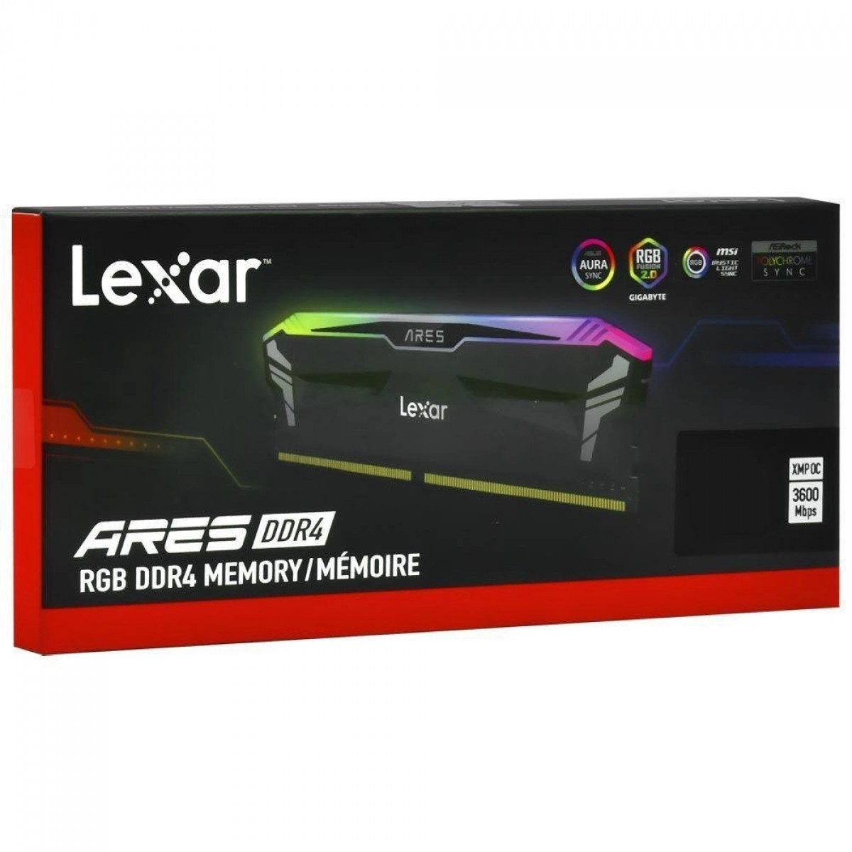 Memória DDR4 Lexar Ares, RGB, 16GB, 3600MHz, Black, LD4BU016G-R3600GSLA