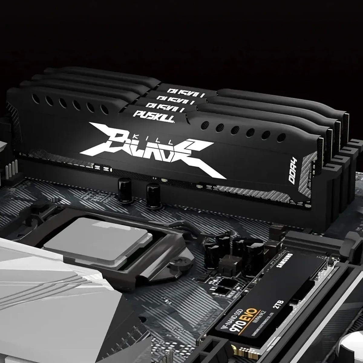 Memória DDR4 Puskill Killblade, 16GB, 3200MHz, Preta, PSK-D4D16M3200B-16GB