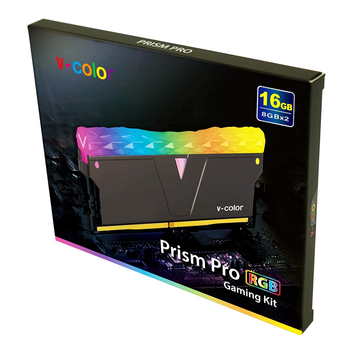 Memória DDR4 V-Color Prism Pro, 16GB (2x8GB), 3200Mhz, RGB, Black, TL8G32816D-E6PRKWK