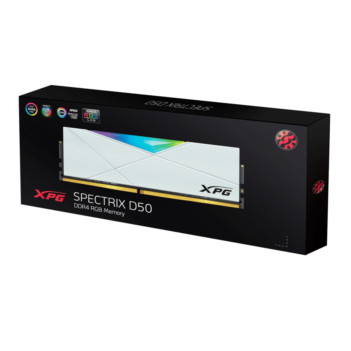 Memória DDR4 XPG Spectrix D50, 32GB (2x16GB), 3200Mhz, RGB, White, AX4U320016G16A-DW50