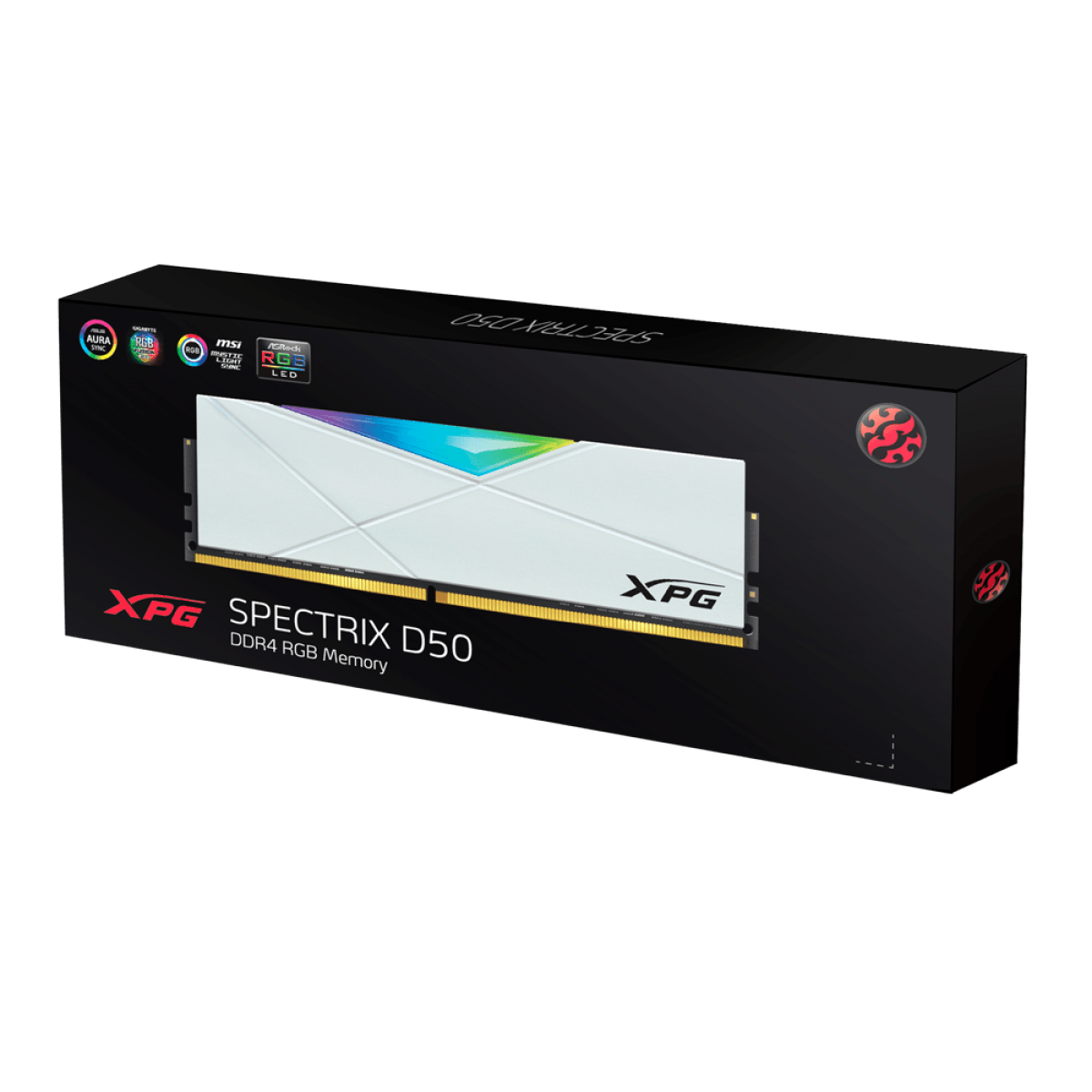 Memória DDR4 XPG Spectrix D50, 16GB (2x8GB), 3200Mhz, RGB, White, AX4U32008G16A-DW50