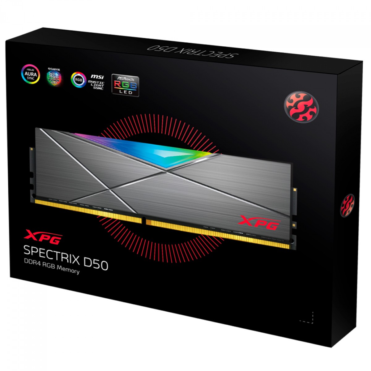 Memória DDR4 XPG Spectrix D50, 16GB, 3200MHz, RGB, Gray, AX4U320016G16A-ST50