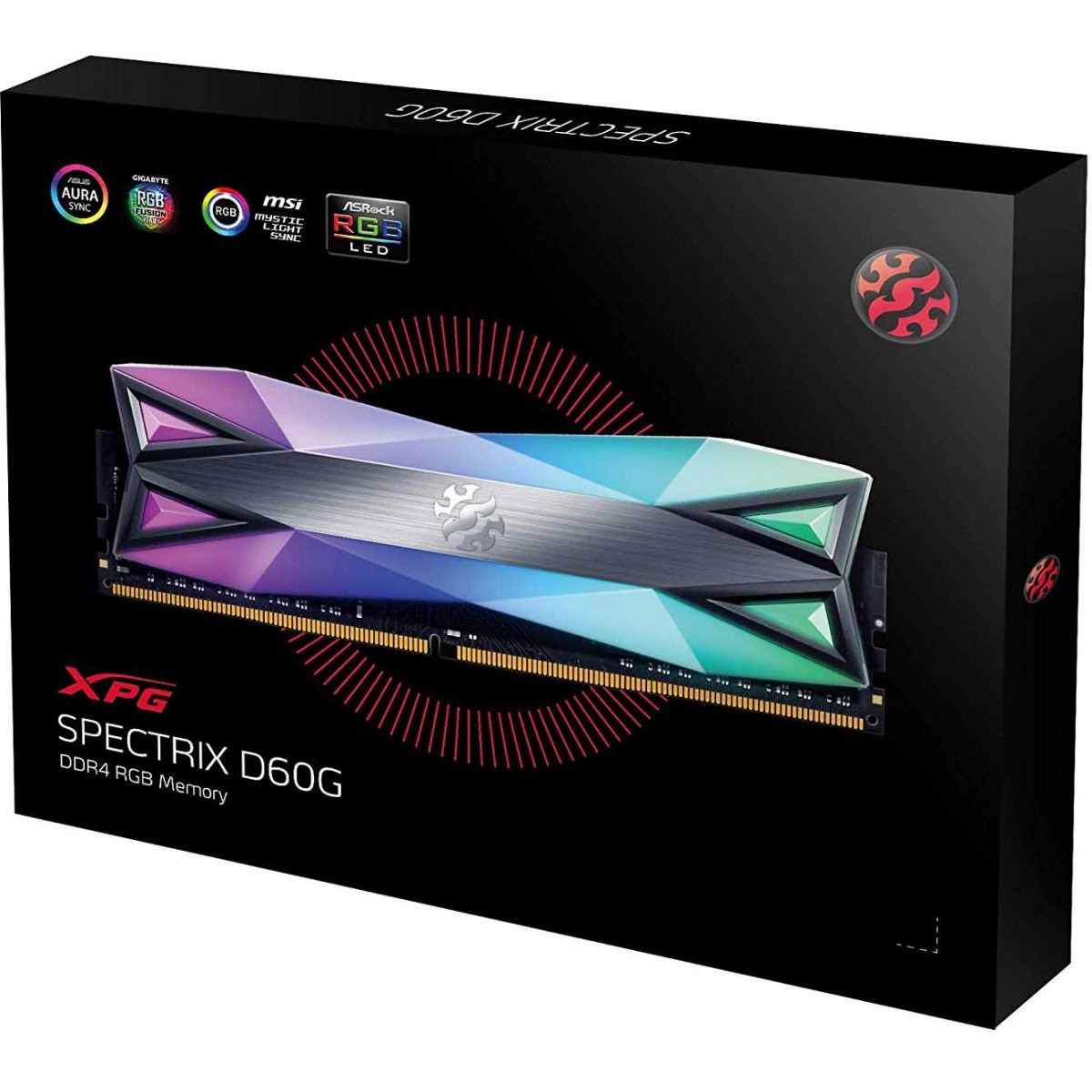 Memória DDR4 XPG Spectrix D60G, 16GB (1X16GB), 3200MHz , RGB, Black, AX4U320016G16A-ST60