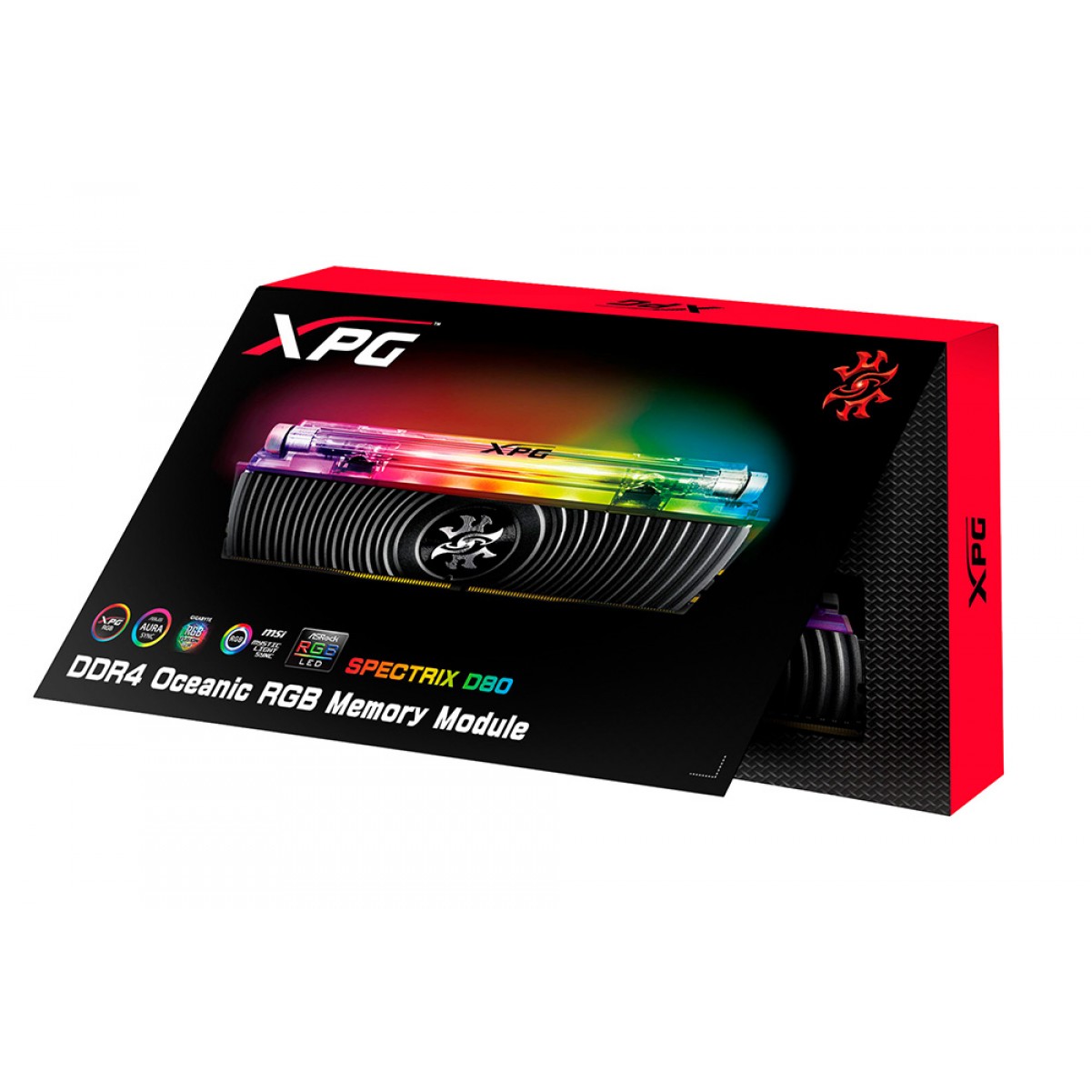 Memória DDR4 XPG Spectrix D80, 16GB, 3200Mhz, CL16, RGB, Black, AX4U3200316G16-SB80