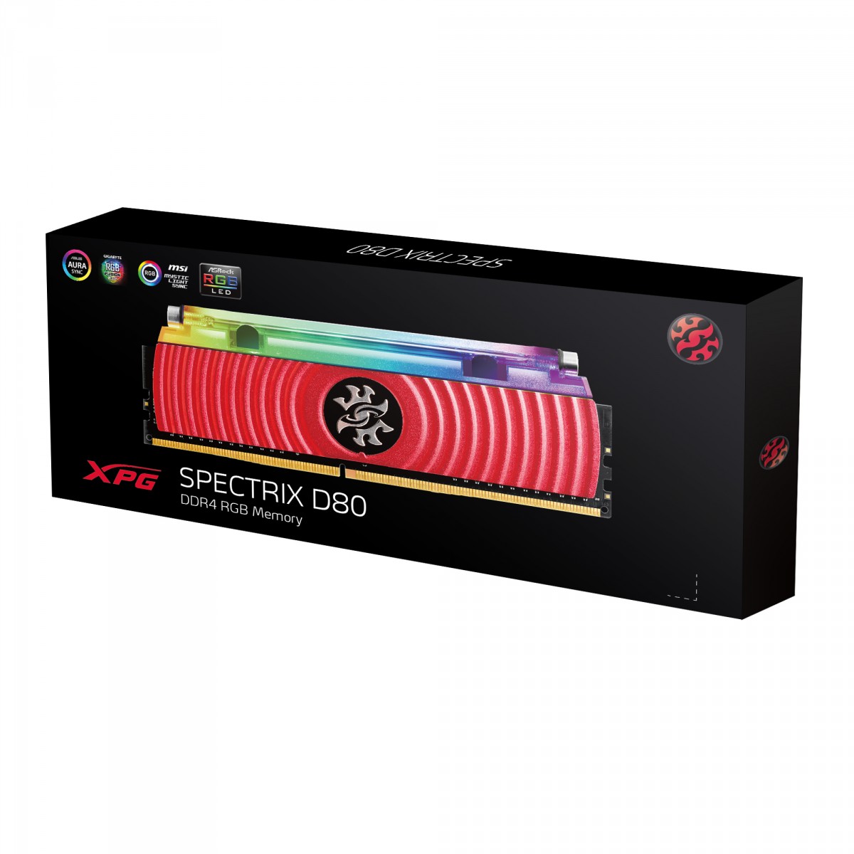 Memória DDR4 XPG Spectrix D80, 16GB, 3200Mhz, RGB, Red, AX4U3200316G16A-SR80