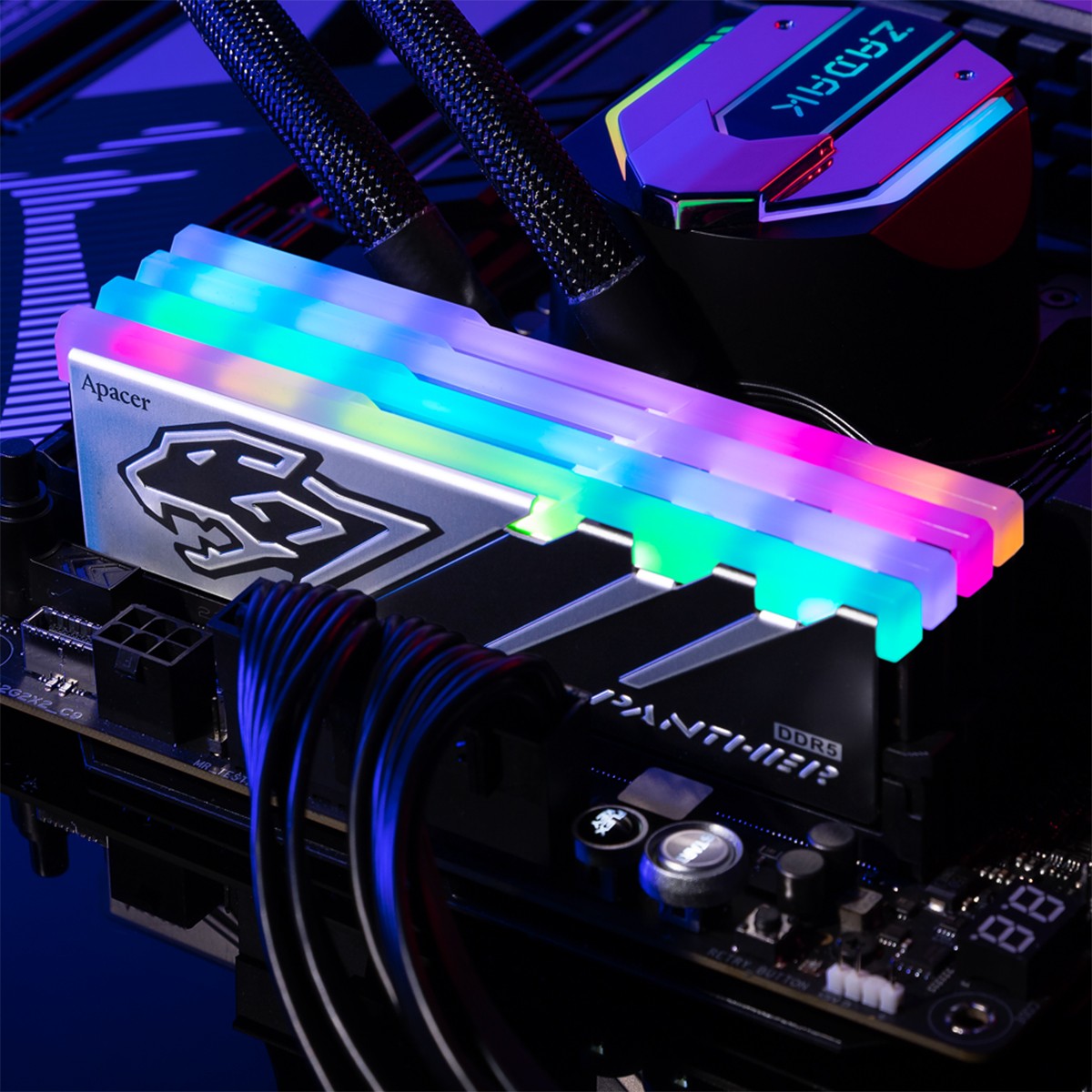 Memória DDR5 Apacer Panther RGB, 16GB, 6000MHz, Preto/Cinza, AH5U16G60C6229BAA-1