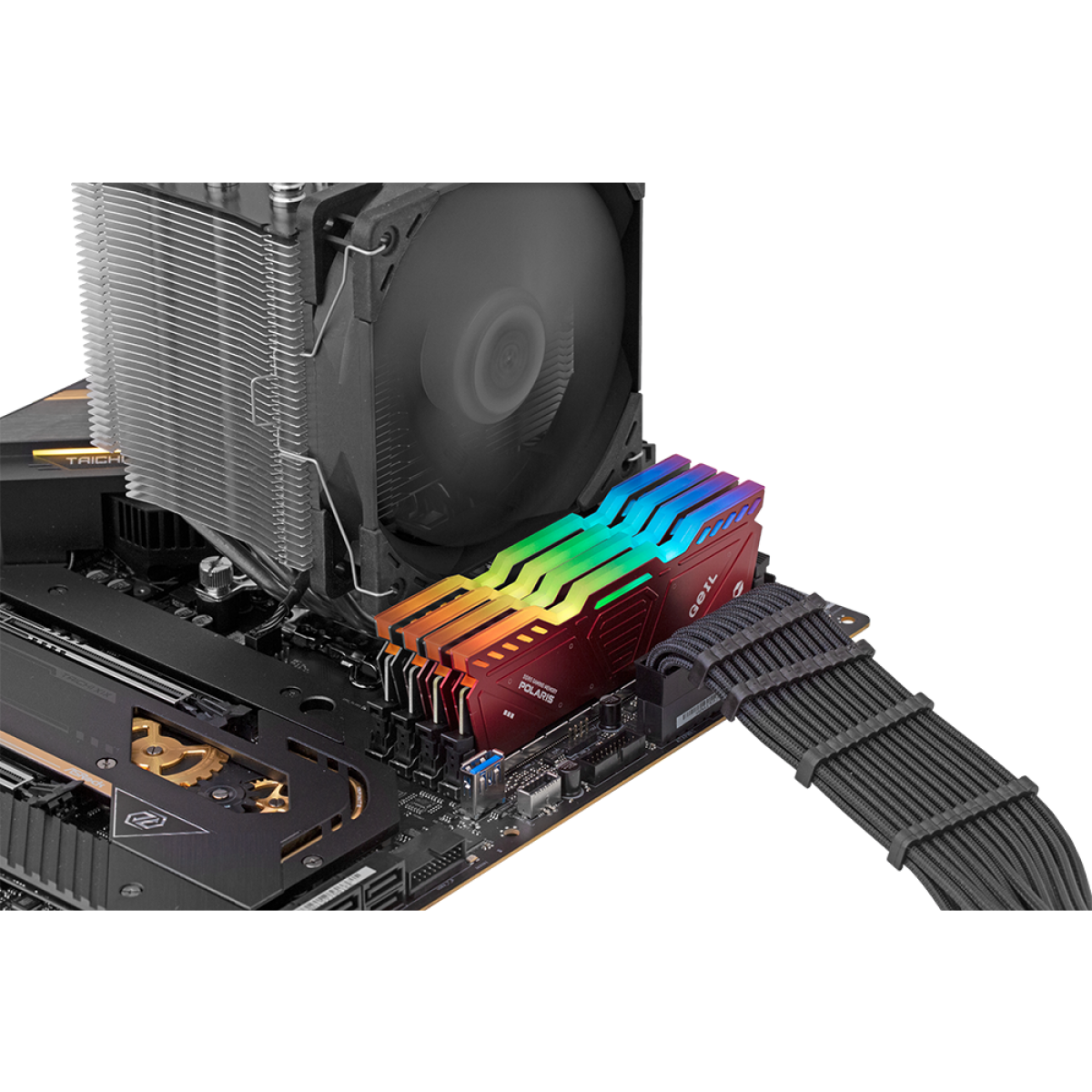 Memória DDR5 Geil Polaris, 32GB (2x16GB) 5600MHz, RGB, Red, GOSR532GB5600C38ADC