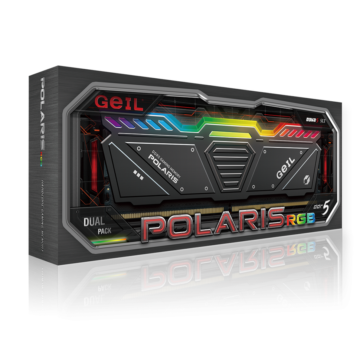 Memória DDR5 Geil Polaris, 32GB (2x16GB) 5600MHz, RGB, Red, GOSR532GB5600C38ADC