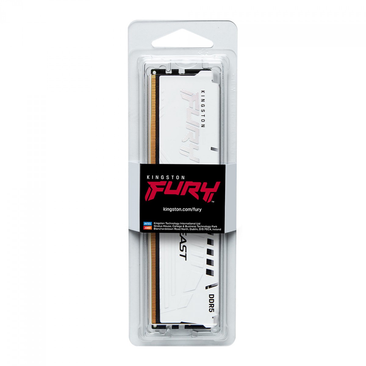 Memória DDR5 Kingston Fury Beast, 16GB, 6400MHz, White, KF564C32BWE-16