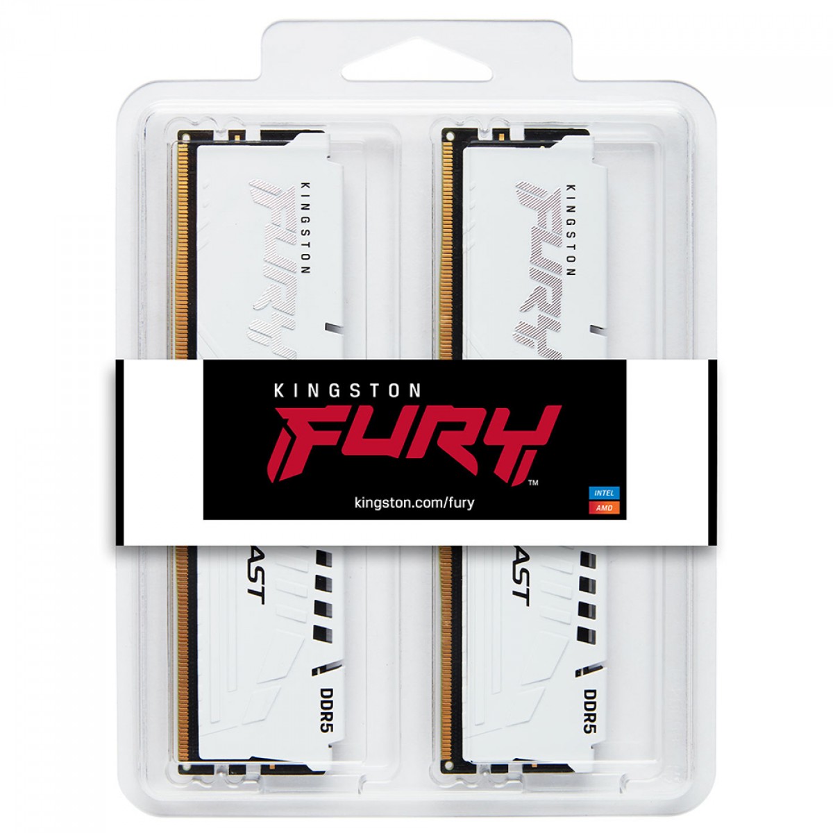 Memória DDR5 Kingston Fury Beast, 32GB (2X16GB), 6400MHz, White, KF564C32BWEK2-32
