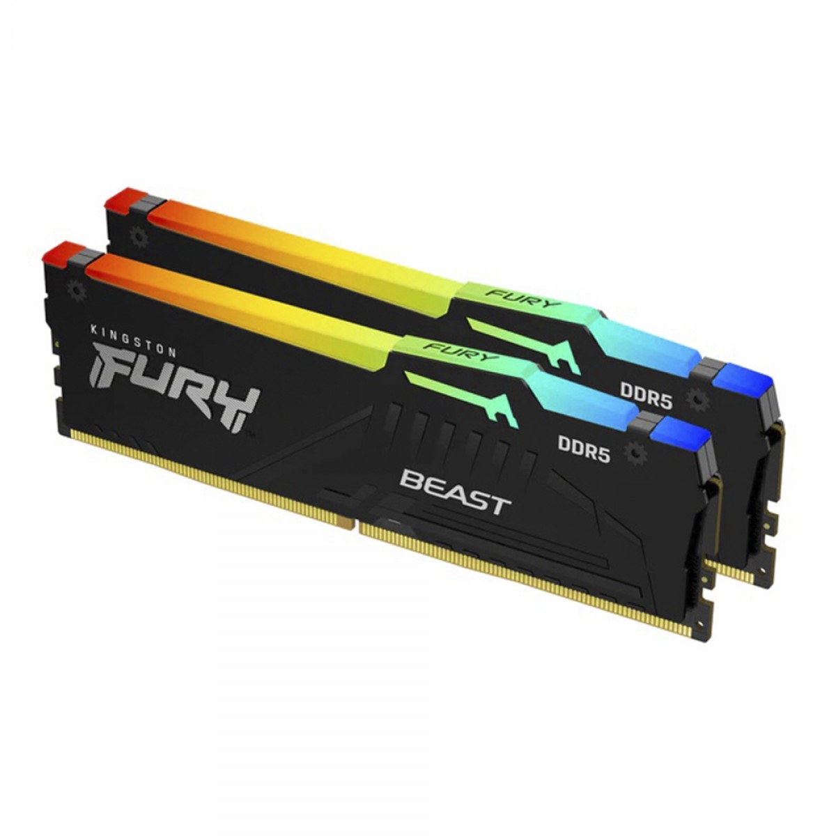 Memória DDR5 Kingston Fury Beast, RGB, 16GB (2x8GB), 5600Mhz, Black, KF556C40BBAK2-16