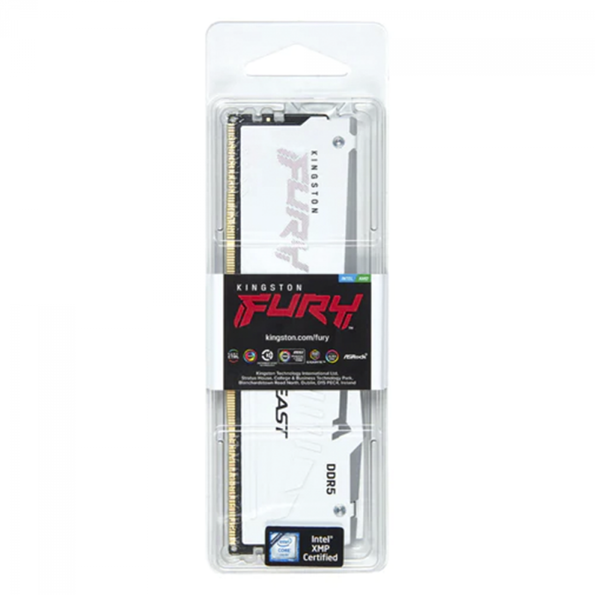 Memória DDR5 Kingston Fury Beast, RGB, 16GB, 5600Mhz, White, KF556C40BWA-16