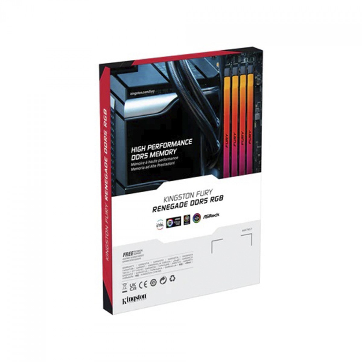 Memória DDR5 Kingston Fury Renegade RGB, 16GB, 6400Mhz, KF564C32RSA-16
