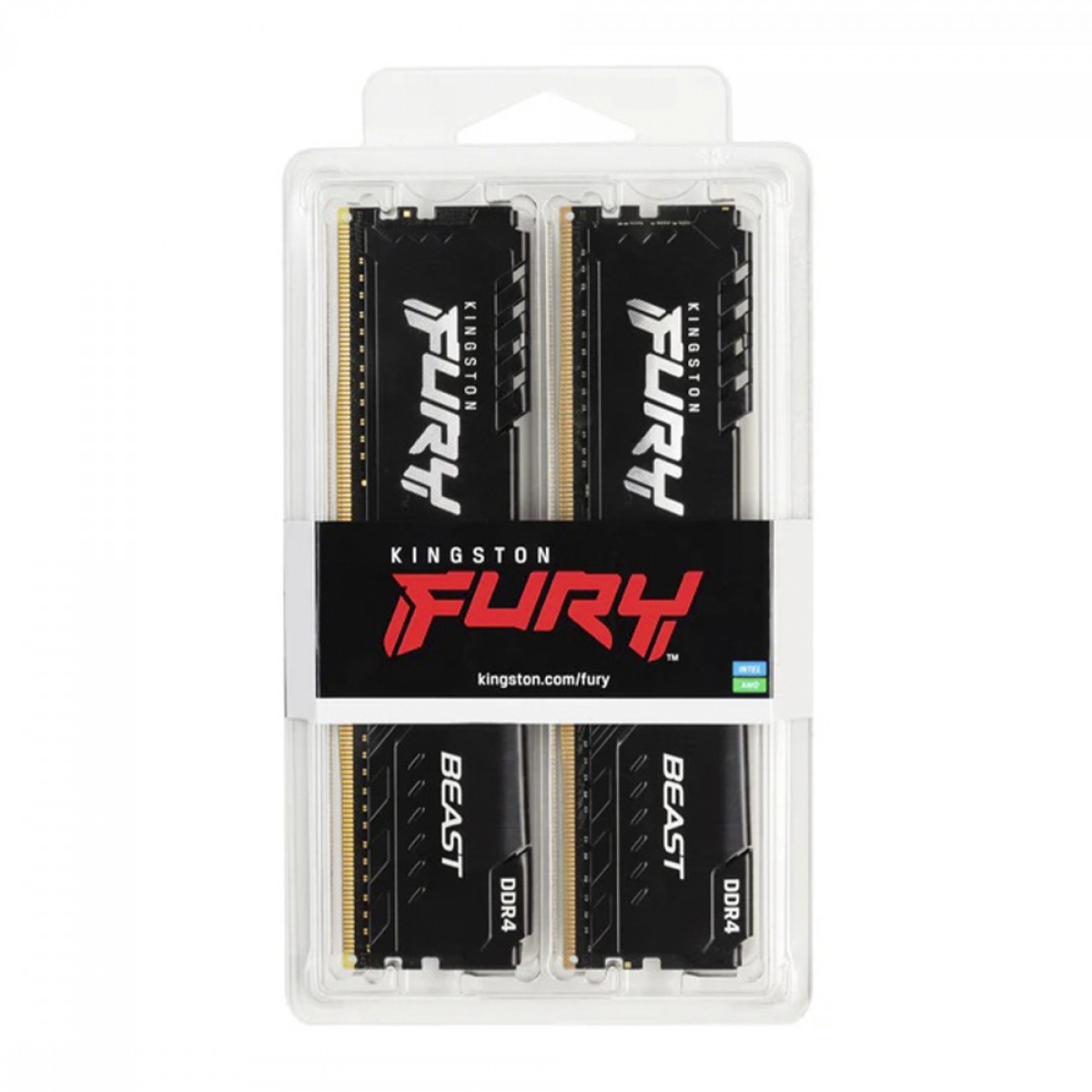 Memória DDR4 Kingston Fury Beast, 16GB (2x8GB), 3200Mhz,Black