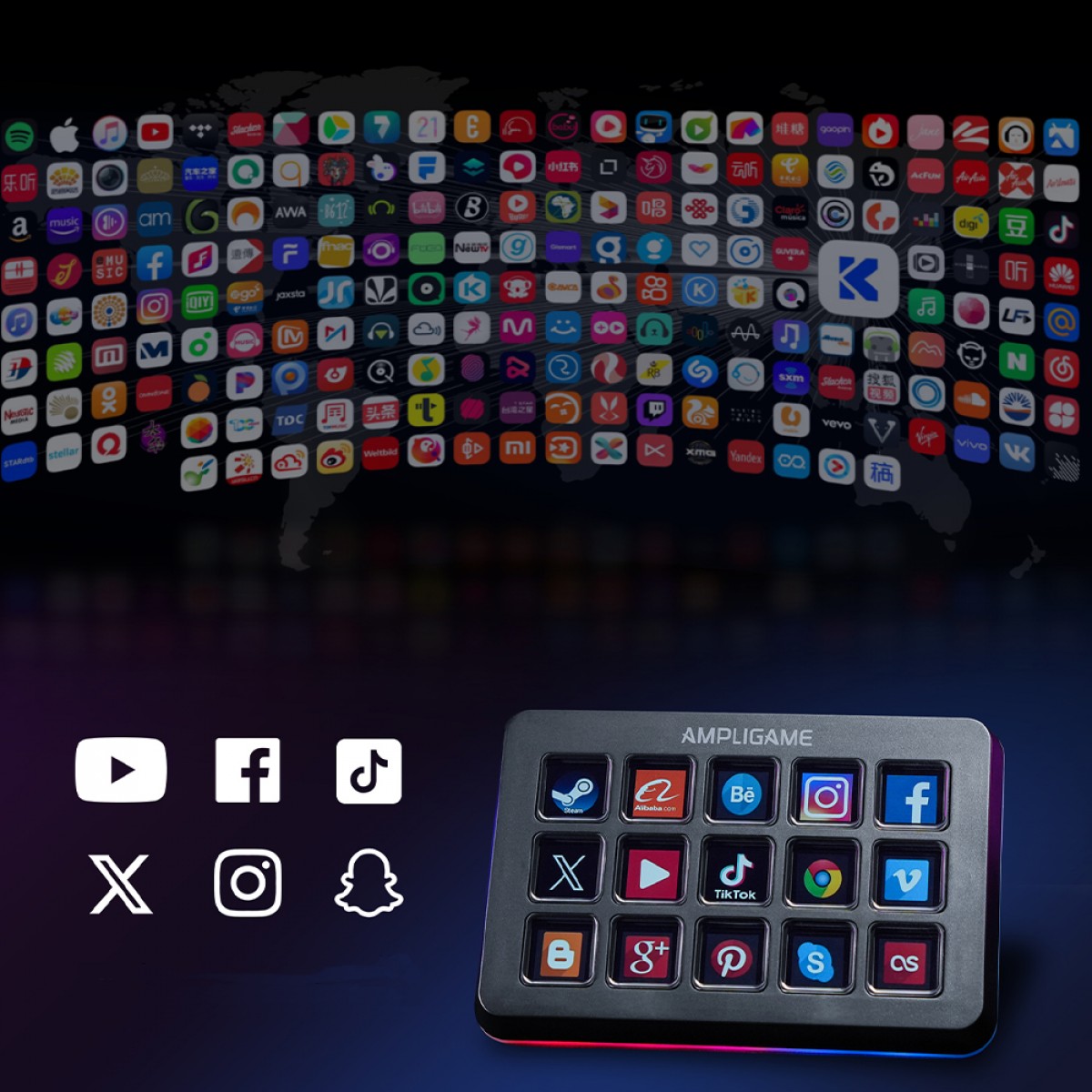 Mesa Controladora Fifine Ampligame D6, 15 Teclas, RGB, Preto - Open Box