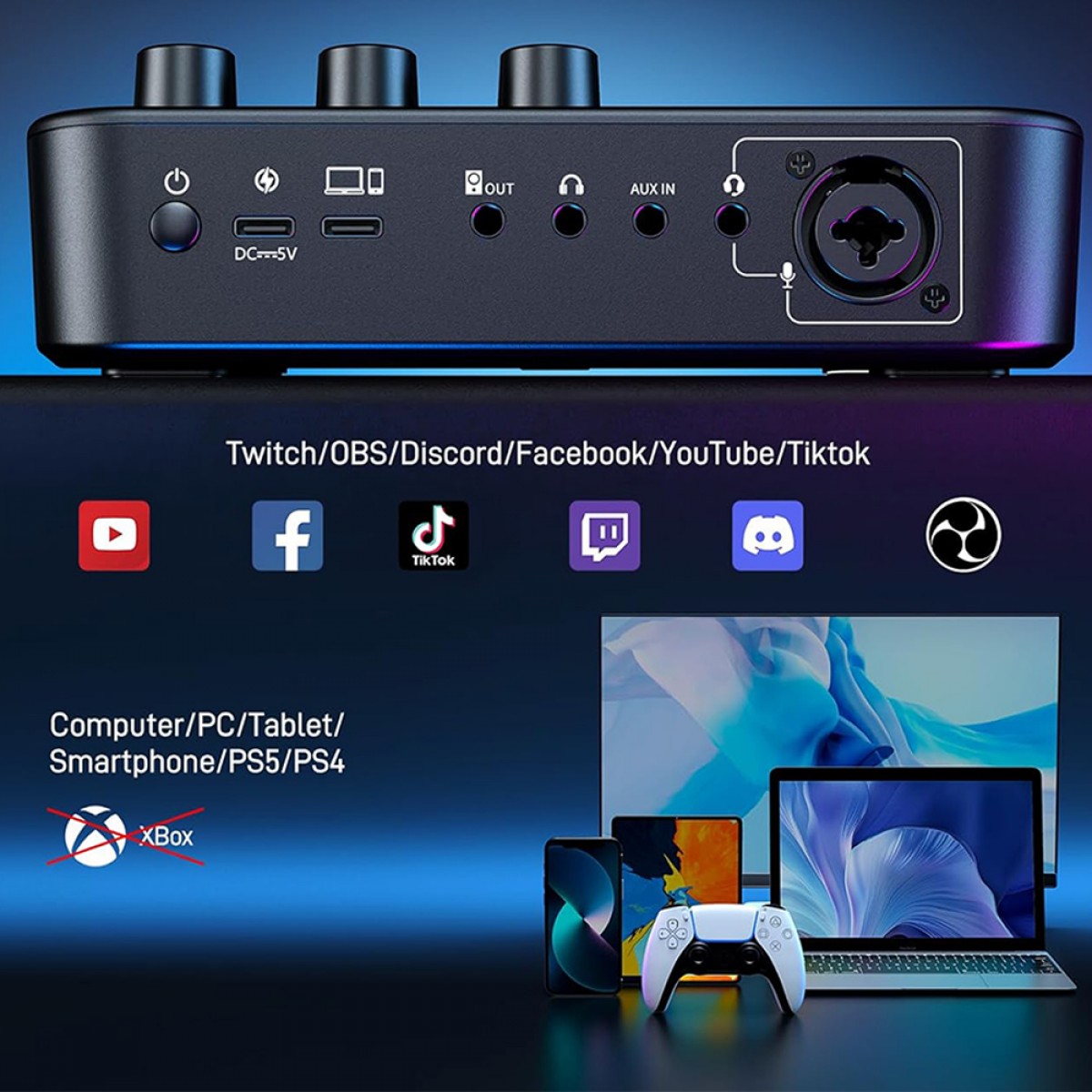 Mesa de Som Maonocaster G1 NEO, USB, Bluetooth, Preto