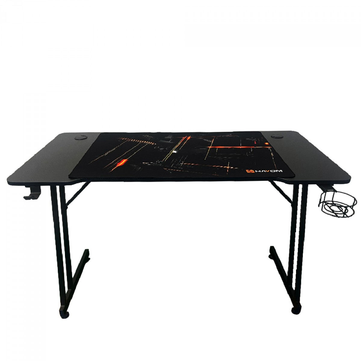 Mesa Gamer Hayom Slim II, Com Mousepad, Suporte Para Headset e Copo, Preto, MG1001