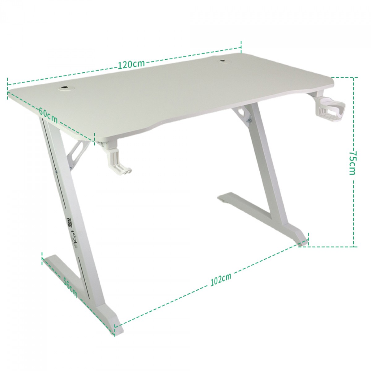 Mesa Gamer Ninja Koi, Com Suporte Para Headset e Copo, Branca, SF-TB-KI12060WF