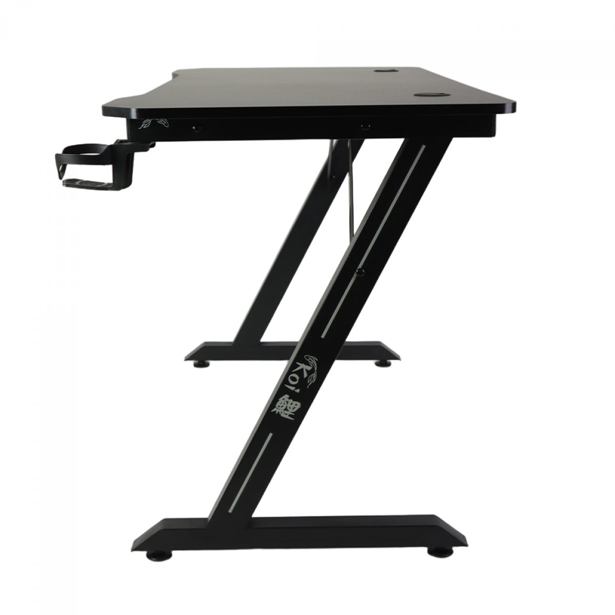 Mesa Gamer Ninja Koi, Com Suporte Para Headset e Copo, Preta, SF-TB-KI12060BF