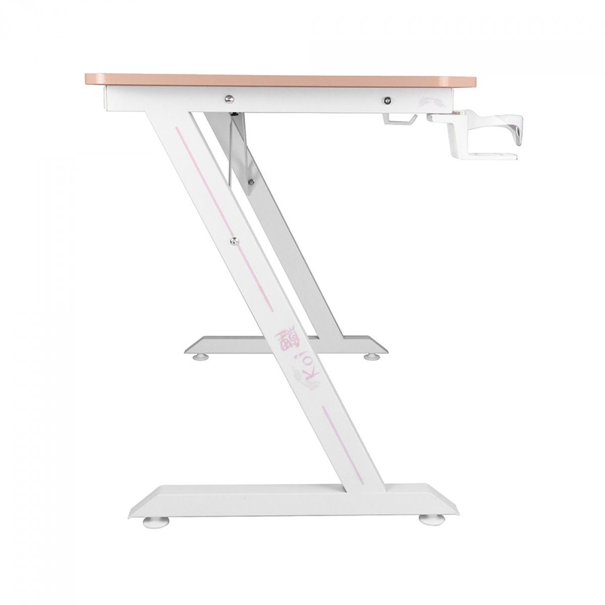 Mesa Gamer Ninja Koi, Com Suporte Para Headset e Copo, Rosa, SF-TB-KI12060PWF