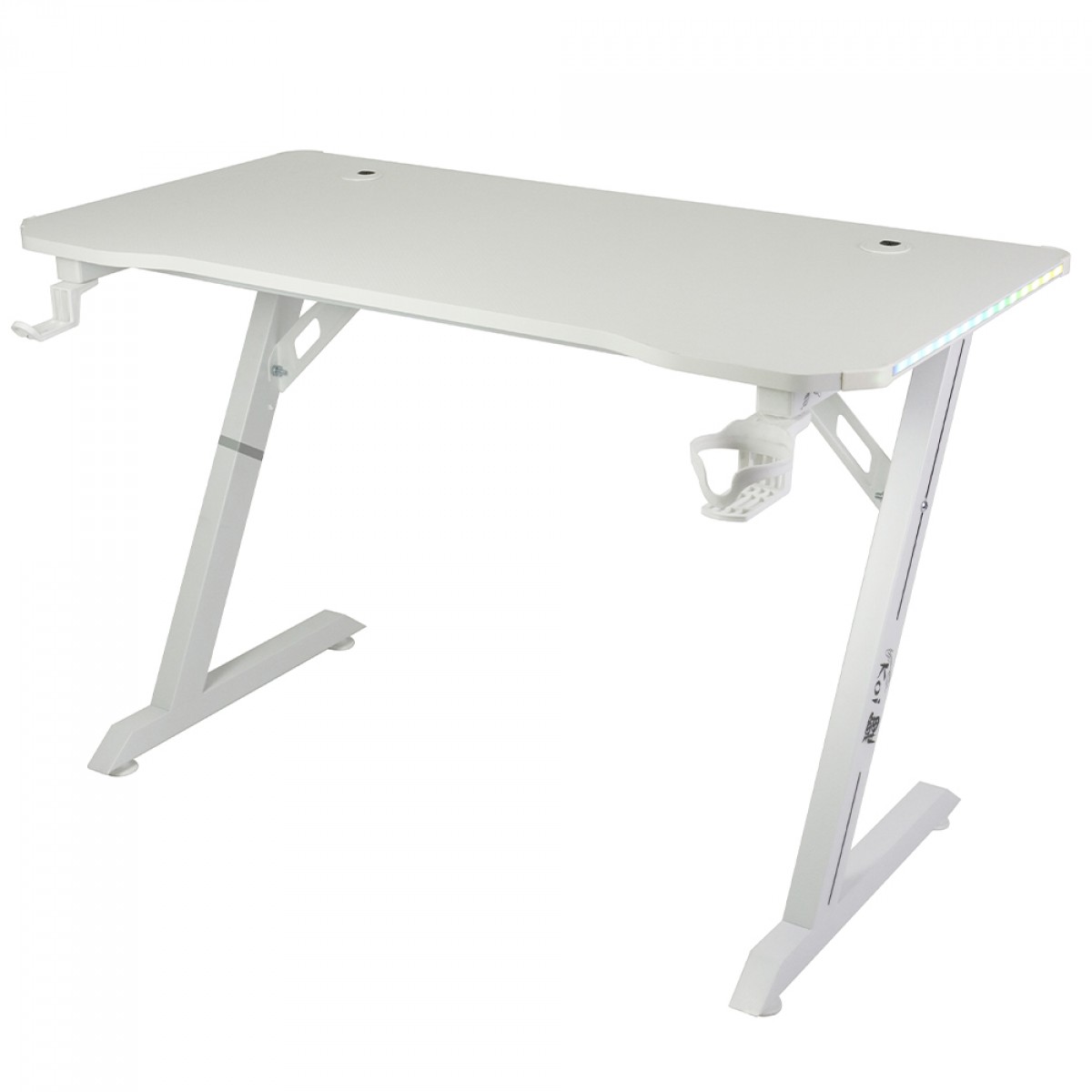 Mesa Gamer Ninja Koi RGB, Com Suporte Para Headset e Copo, Branca, SF-TB-KO12060WF RGB